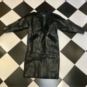 Vintage 80s 90s Marco Morani Long Leather Jacket Trench Coat Oversized sz Small
